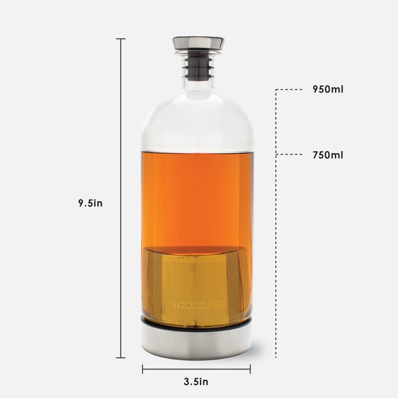 Ethan + Ashe Alkemista Alcohol Infuser - Ethan+Ashe - Add Flavor To Spirits - Infuser For Vodka, Gin, Rum, Scotch, Whisky, & More - Stainless Steel - Glass Infusion Bottle - Fine Filter - 950 ML - Image 2